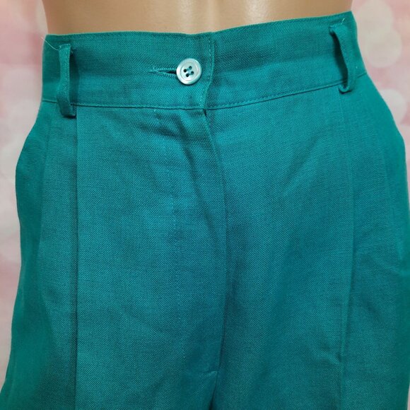 Vintage 80s Mondi Long Bermuda Walking Shorts Size S  High Waisted Turquoise - Picture 2 of 8